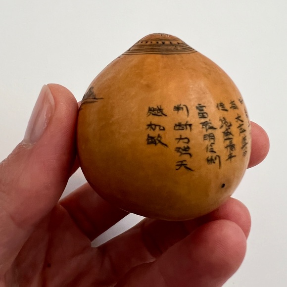 Antique lanzou carved etched gourd Chinese Zodiac year of Rabbit Bunny folk art - Picture 8 of 13